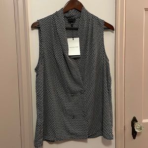NWT Sleeveless Dress Shirt - XL Who What Where  Black and White blouse